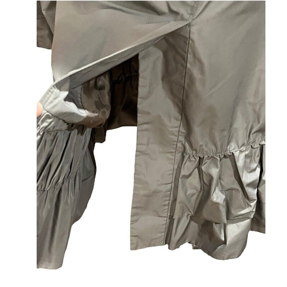 Burberry London Double Breasted Belted Gray Green Ruffled Trench Coat Sz US 6 - Picture 11 of 16